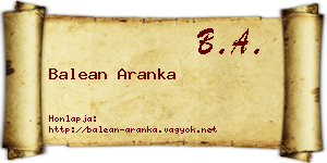 Balean Aranka névjegykártya